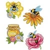 Crafting Spark Siuvinėjimo kryželiu rinkinys „Bitės“ – 14 ct plastikinė drobė, 21 spalva