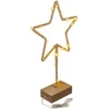 Hobilt Pastatoma metalinė Kalėdų žvaigždė su LED ir mediniu padu, 35 cm