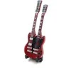 Indominiguitars Mini gitara 15 cm, raudonmedžio – Jimmy Page stilius, kolekcinė su stovu