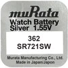 Murata 362 SR721SW sidabro oksido laikrodžių baterijos, 10 vnt.