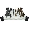 Mysticallstm Mayer Chess Drakonų fantazijos šachmatai su stikline lenta 42×42 cm, rankomis dažyti