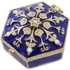 SIAM FASHION JEWELRY CO., LTD. Prabangi mėlyna–auksinė metalinė mini papuošalų dėžutė su kristalais
