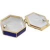 SIAM FASHION JEWELRY CO., LTD. Prabangi mėlyna–auksinė metalinė mini papuošalų dėžutė su kristalais