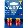 Varta Longlife Max Power AAA šarminės baterijos, 4 vnt., ilgalaikė galia