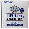 Baterija - Xtar AAA Li-ion 680/750mAh 1200mWh 1.5V 4-vnt.