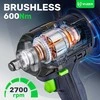 Akumuliatorinis smūginis veržliasukis Wuber W04602, 20V, 600 Nm