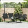 Lauko baldų komplektas Sodo Sofų Rinkinys su pagalve 2 pcs Juoda poliratanas
