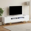 TV staliukas 3 dalių LED televizoriaus spintelė DELFT Itin blizgi balta
