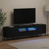 TV staliukas 3 dalių LED televizoriaus spintelė Juoda Apdirbta mediena