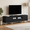 TV staliukas 3 dalių LED televizoriaus spintelė Juoda Apdirbta mediena