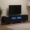 TV staliukas 3 dalių LED televizoriaus spintelė Juoda Apdirbta mediena
