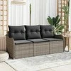 Lauko baldų komplektas Sodo Sofų Rinkinys su saugykla 3 pcs Pilka Poli ratanas
