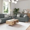Sofa 3 pcs Tamsiai pilka 220 x 80 x 84 cm Lino mišinio audinys