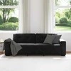 Sofa 3 pcs Juoda 221 x 80 x 80 cm Lino mišinio audinys