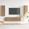 TV staliukas 4 dalių sieninis televizoriaus spintelės komplektas