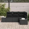 Lauko baldų komplektas Sodo Sofų Rinkinys 4 pcs Juoda poliratanas