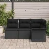 Lauko baldų komplektas Sodo Sofų Rinkinys su pagalve 4 pcs Juoda poliratanas
