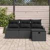 Lauko baldų komplektas Sofos komplektas su pagalve su saugykla 4 pcs Juoda poliratanas