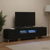 TV staliukas 3 dalių LED televizoriaus spintelė DELFT Juoda Apdirbta mediena