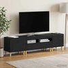 TV staliukas 3 dalių LED televizoriaus spintelė DELFT Juoda Apdirbta mediena