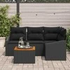 Lauko baldų komplektas Sodo Sofų Rinkinys su pagalve 5 pcs Juoda poliratanas