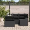 Sodo Sofų Rinkinys su pagalve 5 pcs Juoda poliratanas