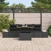 Sodo Sofų Rinkinys su saugykla 5 pcs Juoda Poli ratanas