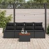 Lauko baldų komplektas Sodo Sofų Rinkinys su pagalve 5 pcs Juoda poliratanas