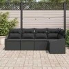 Lauko baldų komplektas Sofos komplektas su pagalve 5 pcs Juoda poliratanas