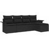 Lauko baldų komplektas Lauko sofa su pagalve 5 pcs Juoda poliratanas