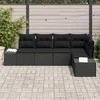 Lauko baldų komplektas Sodo Sofų Rinkinys 5 pcs Juoda poliratanas