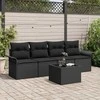 Lauko baldų komplektas Sofos komplektas su pagalve 5 pcs Juoda poliratanas