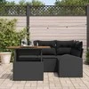 Sodo Sofų Rinkinys su pagalve 5 pcs Juoda