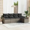 Lauko baldų komplektas Sodo Sofų Rinkinys su pagalve 5 pcs Pilka Poli ratanas