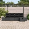 Lauko baldų komplektas Sodo Sofų Rinkinys su pagalve 5 pcs Juoda poliratanas