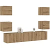 TV staliukas 6 dalių sieninis televizoriaus spintelės komplektas Artisan Oak