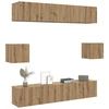 TV staliukas 6 dalių sieninis televizoriaus spintelės komplektas Artisan Oak