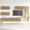 TV staliukas 7 dalių sieninis televizoriaus spintelės komplektas Artisan Oak