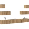 TV staliukas 7 dalių sieninis televizoriaus spintelės komplektas Artisan Oak