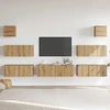 TV staliukas 7 dalių sieninis televizoriaus spintelės komplektas Artisan Oak
