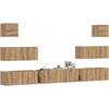 TV staliukas 7 dalių sieninis televizoriaus spintelės komplektas Artisan Oak