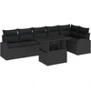 Sodo Sofų Rinkinys su pagalve 7 pcs Juoda Poli ratanas