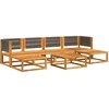Sodo sofų komplektas su pagalvėlėmis, 7 dalių, akacijos masyvas