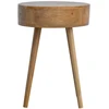 Artisan Furniture Apvalus mango medienos naktinis staliukas, ąžuolo atspalvio