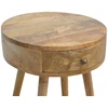 Artisan Furniture Apvalus mango medienos naktinis staliukas, ąžuolo atspalvio