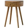 Artisan Furniture Apvalus mango medienos naktinis staliukas, ąžuolo atspalvio