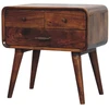 Artisan Furniture Avora mango medienos naktinis staliukas su 3 stalčiais, kaštono atspalvio