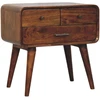 Artisan Furniture Avora mango medienos naktinis staliukas su 3 stalčiais, kaštono atspalvio