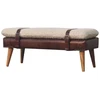 Artisan Furniture Bouclé audinio ir raudonmedžio spalvos odos suoliukas