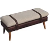 Artisan Furniture Bouclé audinio ir raudonmedžio spalvos odos suoliukas
